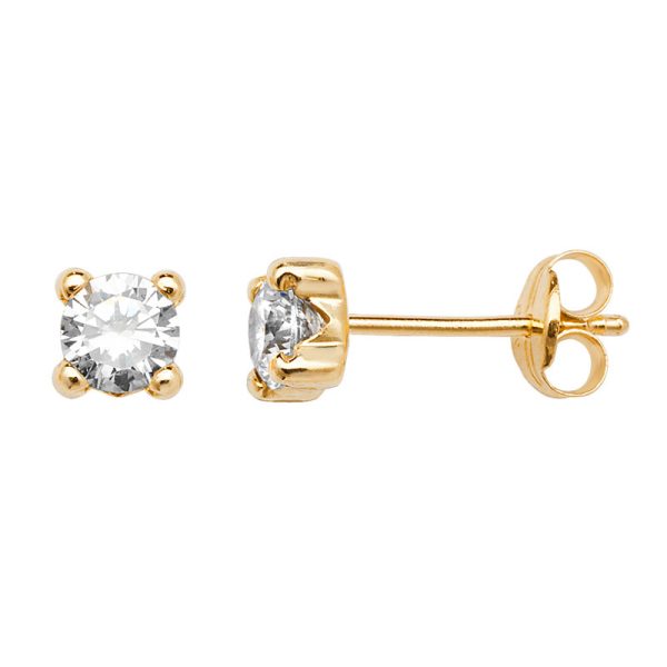 9ct Gold Cubic Zirconia 4mm Stud Earrings