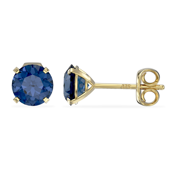 9ct Gold Cubic Zirconia Blue September Birthstone 5mm Stud Earrings