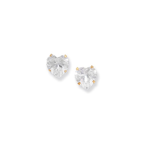 9ct Gold Cubic Zirconia 6mm Heart Stud Earrings