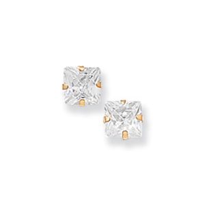 9ct Gold Cubic Zirconia 4mm Square Stud Earrings