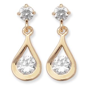 9ct Gold Cubic Zirconia Tear Drop Earrings