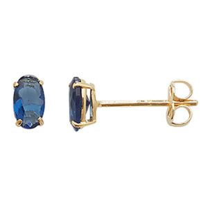 9ct Gold Midnight Blue Oval Stud Earrings