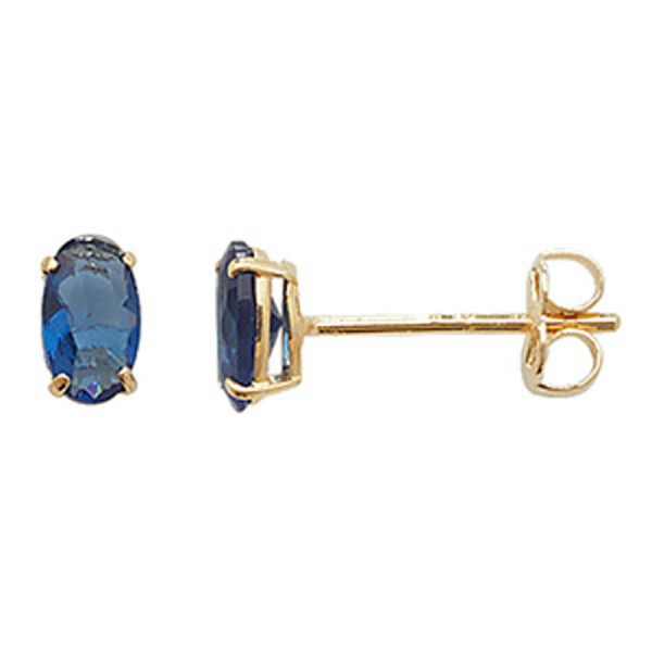 9ct Gold Midnight Blue Oval Stud Earrings